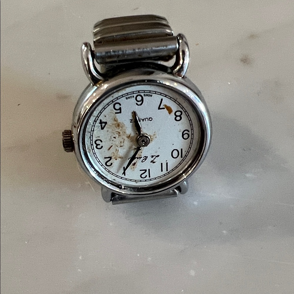 Silver Analog Watch Ring